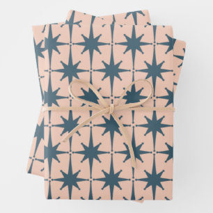 Retro Mitte Jahrhundert Modernes 50er Sternexplosi Geschenkpapier Set