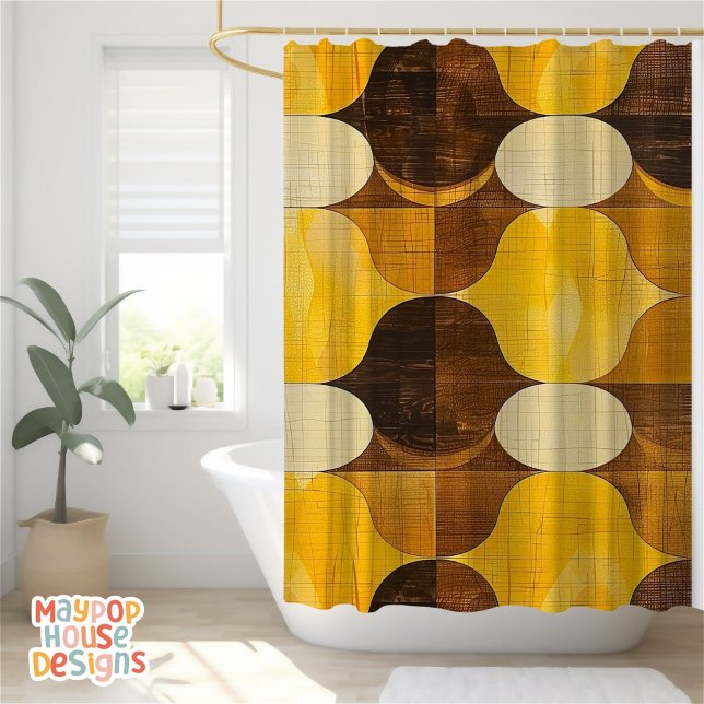 Retro Mitte Jahrhundert Modernes Abstrakt Duschvorhang (mid century modern shower curtain bathroom decor)