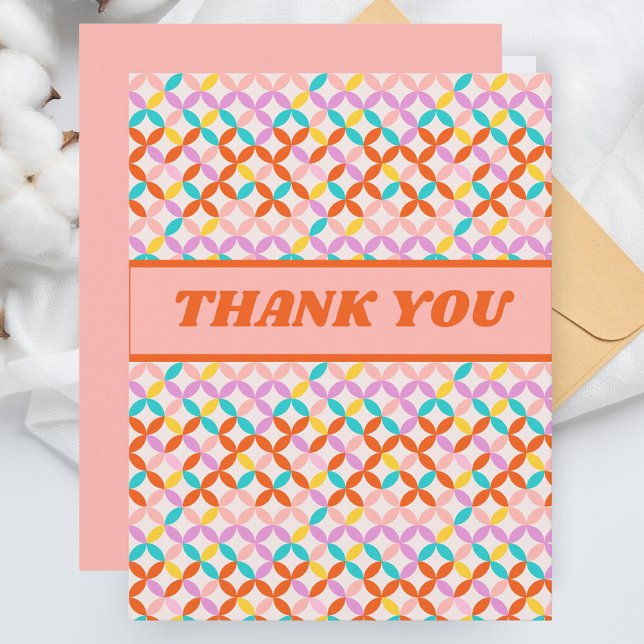 Retro Mitte Jahrhundert Modernes Abstraktes Muster Dankeskarte ("Thank You" Card)