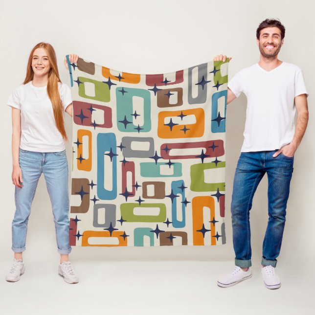 Retro Mitte Jahrhundert Modernes Abstraktes Muster Fleecedecke (Beispiel)