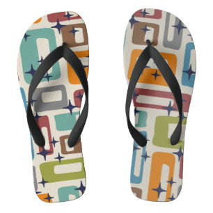 Retro Mitte Jahrhundert Modernes Abstraktes Muster Flip Flops