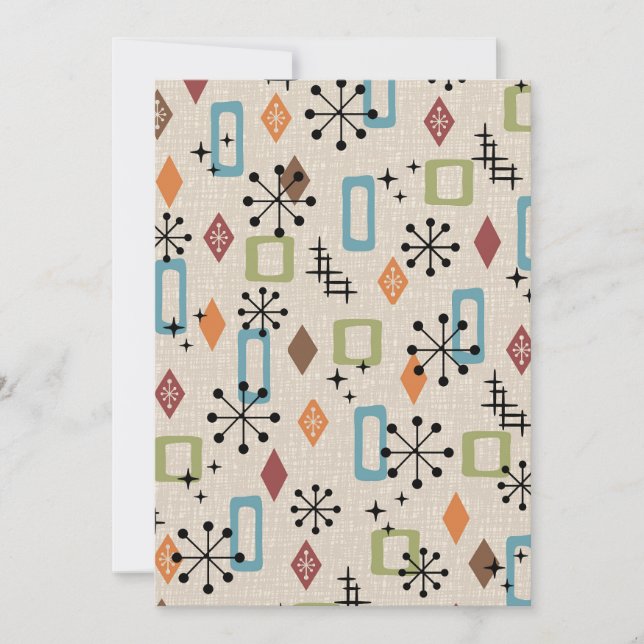 Retro Mitte Jahrhundert Modernes Atomisches Abstra Einladung (Vorderseite)