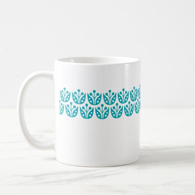 Retro Mitte Jahrhundert Modernes Blumenmuster Kaffeetasse (Links)