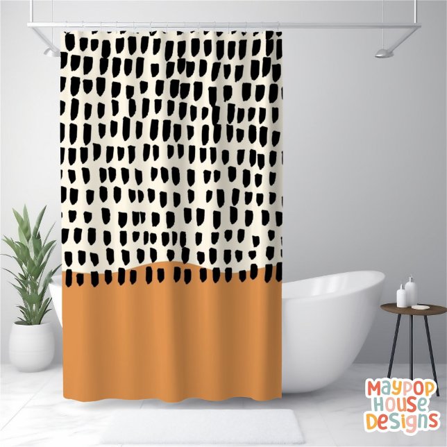 Retro Mitte Jahrhundert Modernes Grün Abstrakt Duschvorhang (mid century modern shower curtain bathroom decor)