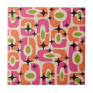 Retro Mitte Jahrhundert Modernes kosmisches Abstra Fliese