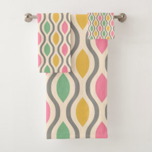 Retro Mitte Jahrhundert Modernes Ogee Muster Badhandtuch Set