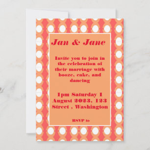 Retro Mitte Jahrhundert Orange & Pink Hochzeit Ein Einladung