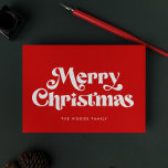 Retro Mitte Jahrhundert Rot Frohe Weihnachten<br><div class="desc">Frohe Weihnachtskarte: Klassisches Retro-Design,  mit einer modernen Typografie aus der Mitte des Jahrhunderts und einem klassischen roten Hintergrund.</div>