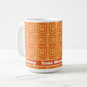 Retro Mitte Orange Muster Personalisiert Kaffeetasse