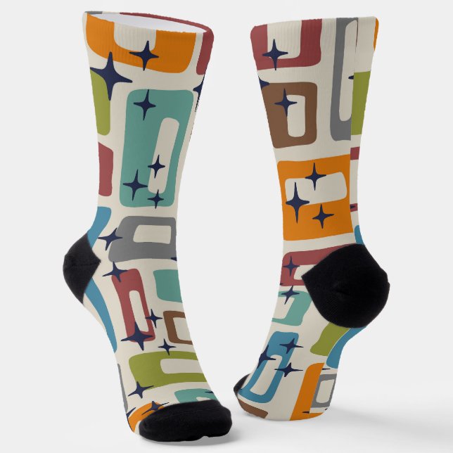 Retro-Mittel-Moderne-Abstraktes Muster Socken (Gewinkelt)