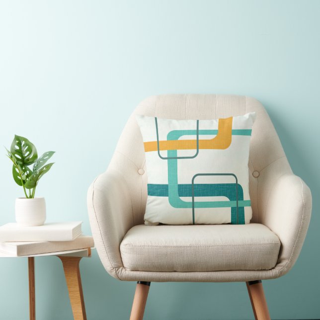 Retro Mittelalter Atomzeitalter 23 Aquamarin, Oran Kissen (Stuhl )