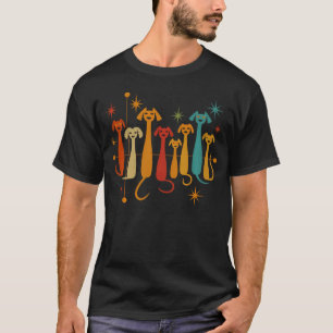 Retro-Mittelalter-Hunde 50er 60er Stil Kunst Artsy T-Shirt