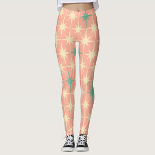 Retro Mittelalter Moderne Sterne Muster rot Rosa Leggings