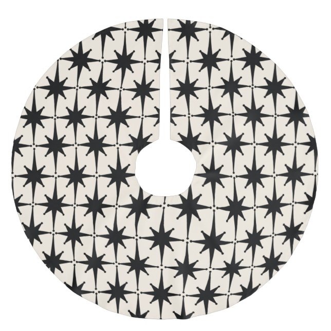 Retro Mittelalter Moderne Sternexplosionen Schwarz Polyester Weihnachtsbaumdecke (Vorderseite)