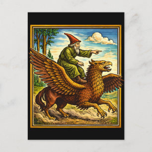 Retro-Mittelalter-Schneckenreiter-Fantasy-T-Shirt- Feiertagspostkarte