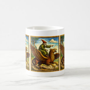 Retro-Mittelalter-Schneckenreiter-Fantasy-T-Shirt- Kaffeetasse