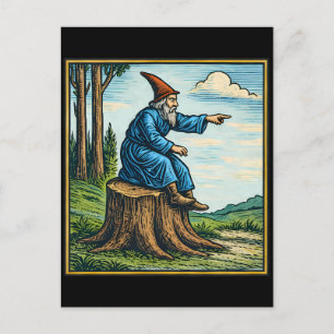 Retro-Mittelalter-Schneckenreiter-Fantasy-T-Shirt Postkarte
