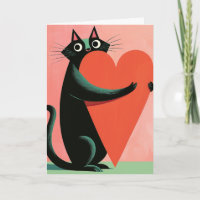 Retro-Mittelalter Schwarze Katze Herz Valentinstag