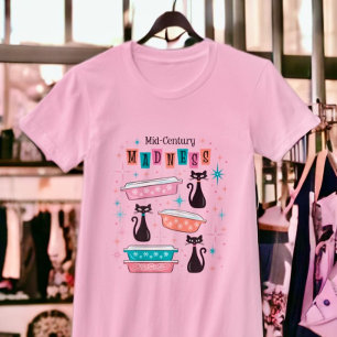 Retro-Mittelalter-Schwarzkatzen-Vintage-Pyrex-T-Sh T-Shirt
