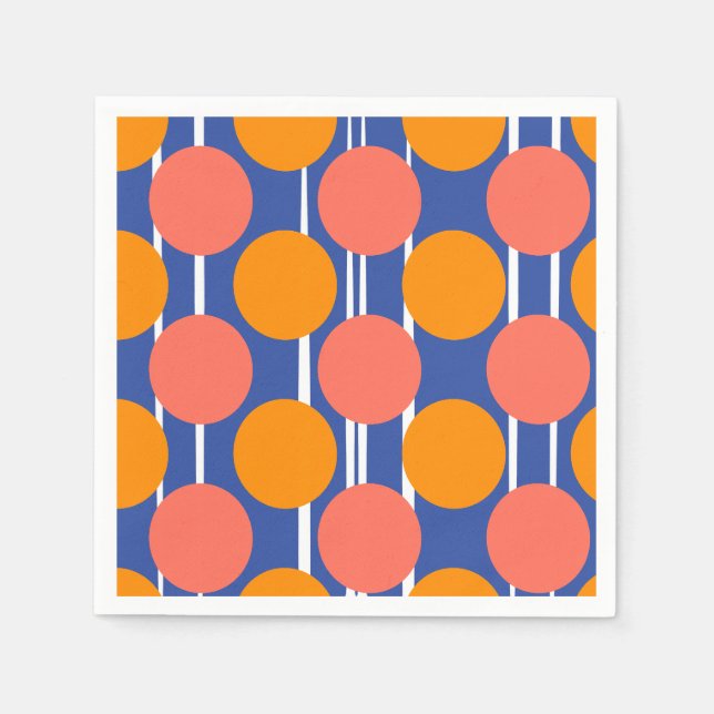 Retro-Mittelalter-Style Orange-Blauer-Punkt-Teil Serviette (Vorderseite)