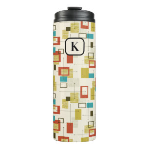 Retro Mittelalterliche, bunte geometrische Formen Thermosbecher