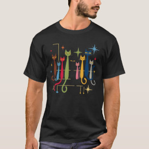 Retro-Mittelalterliche moderne Katzen 50er 60er Ja T-Shirt
