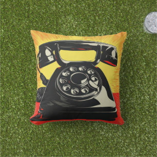 Retro-Mittelcentury-Telefon Pop-Art-Design Kissen
