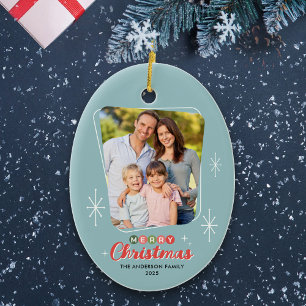 Retro Mitteljahrhundert Modernes Foto Weihnachten Keramik Ornament