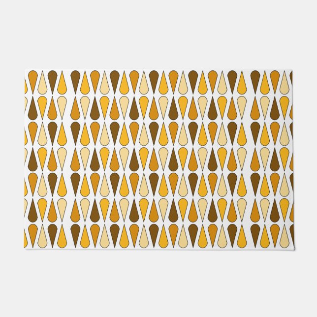 Retro Mitteljahrs Teardrops Ochre Fußmatte (Vorderseite)