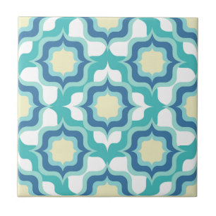 Retro-Mittelmeer Blau Weiß Beige Fliese