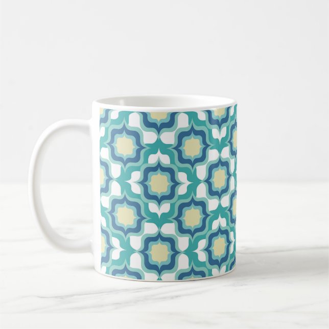 Retro Mittelmeer Blau Weiß Kaffeetasse (Links)