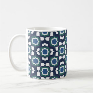 Retro-Mittelmeer-Blau-Weiß Kaffeetasse