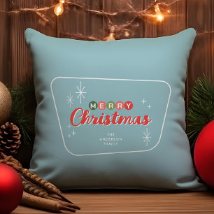 Retro-Mittelmoderne Frohe Weihnachten Kissen
