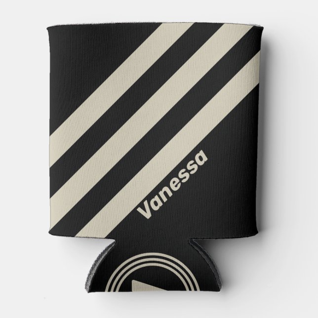 Retro Mitternacht Drei Streifen mit Namen Dosenkühler (Vorderseite)