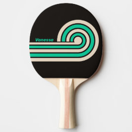 Retro Mitternacht-Minz-Curl-Streifen mit Namen Tischtennis Schläger