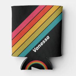 Retro Mitternacht Regenbogen Streifen mit Namen Dosenkühler