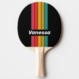 Retro Mitternachts-Regenbogen Pin Gestreift mit Na Tischtennis Schläger