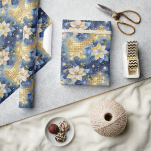 Retro Mitternachtsblauer Weihnachtsstern TMF26 Geschenkpapier