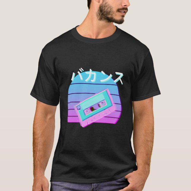 Retro Mix Tape Japanischer Otaku Ästhetik Vapor de T-Shirt (Vorderseite)