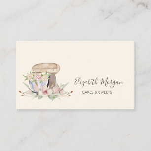 Retro Mixer Blume Bakery Business Card Visitenkarte