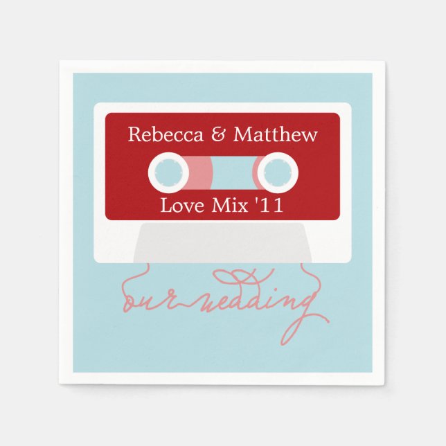 Retro-Mixtape-Hochzeit Serviette (Vorderseite)