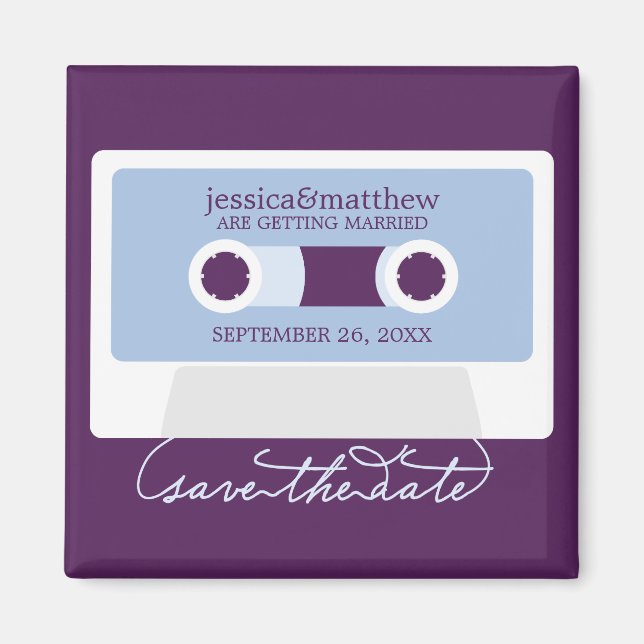 Retro-Mixtape-Hochzeit Termin vormerken Magnet (Vorne)