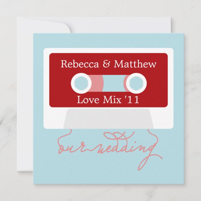 Retro Mixtape Wedding Einladung (Vorderseite)