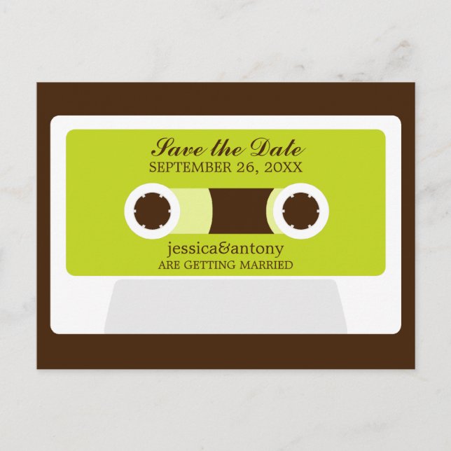 Retro Mixtape Wedding Save the Date Ankündigungspostkarte (Vorderseite)