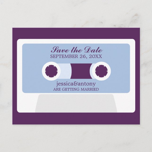 Retro Mixtape Wedding Save the Date Ankündigungspostkarte (Vorderseite)