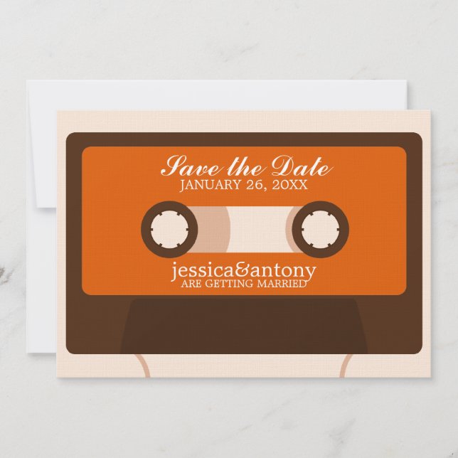 Retro Mixtape Wedding Save the Date Einladung (Vorderseite)