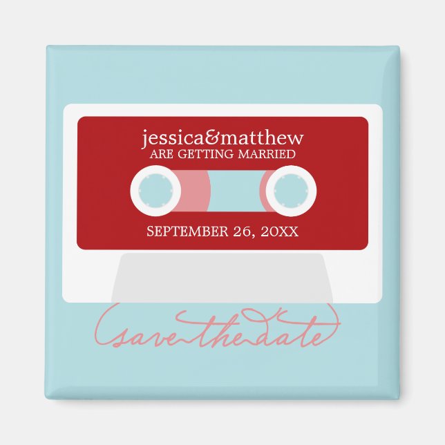 Retro Mixtape Wedding Save the Date Magnet (Vorne)