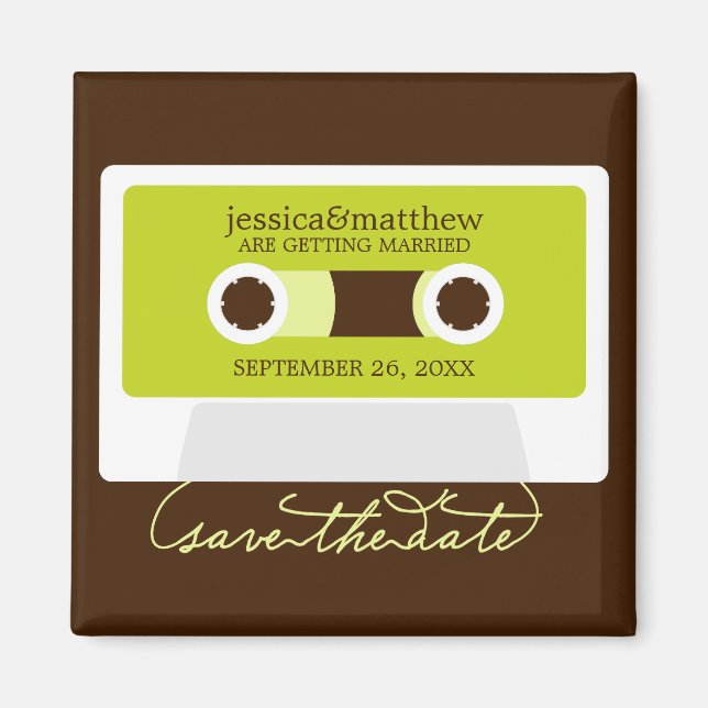 Retro Mixtape Wedding Save the Date Magnet (Vorne)