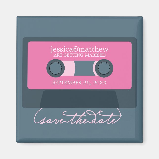 Retro Mixtape Wedding Save the Date Magnet (Vorne)