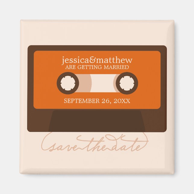 Retro Mixtape Wedding Save the Date Magnet (Vorne)